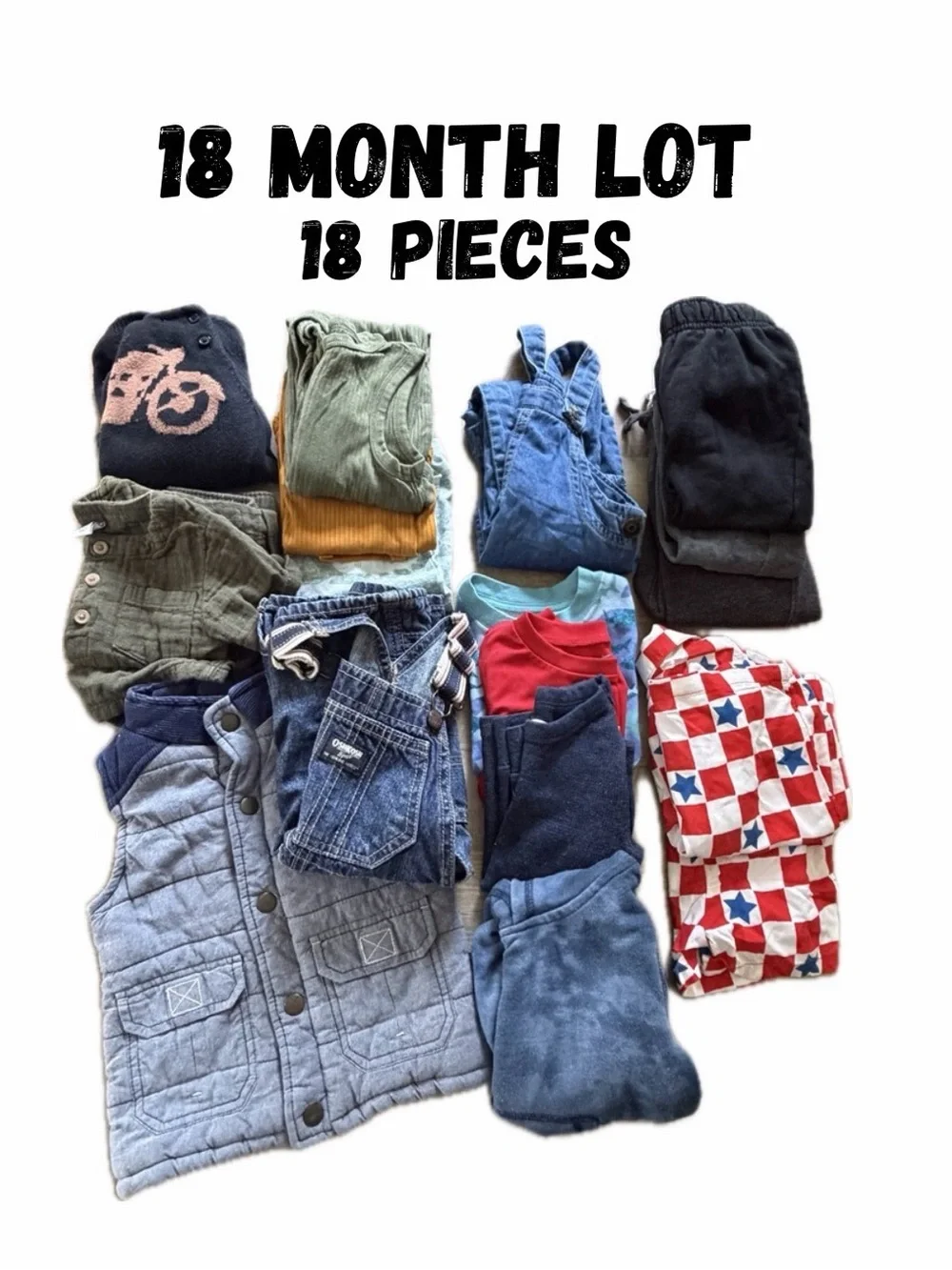 18-Piece Boys Clothing Lot | 18 Months | Nike + Gap + Carter’s + More